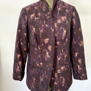 Coldwater Creek Brown and Bronze Tapestry Blazer with hidden closure Plus Sz. 16